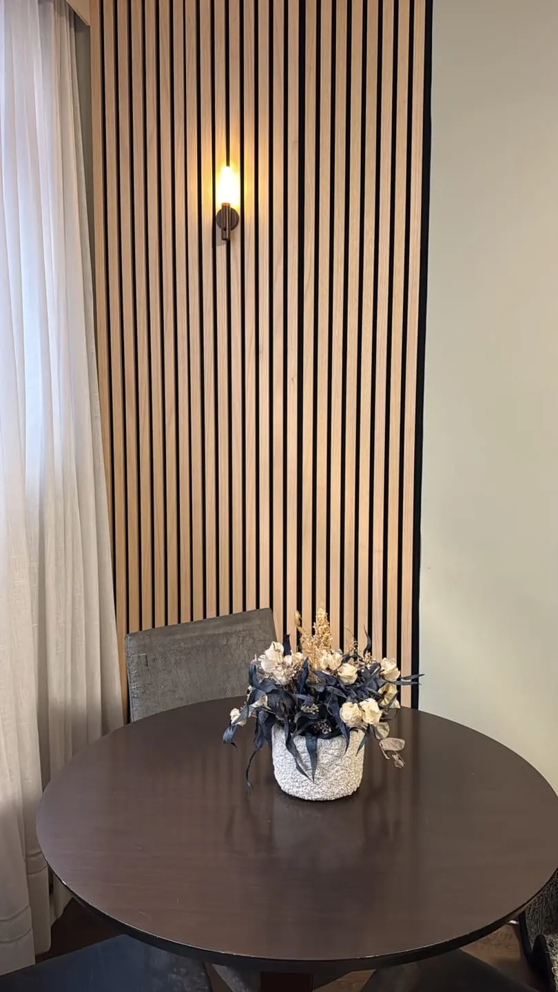 Walnut wall panel installation