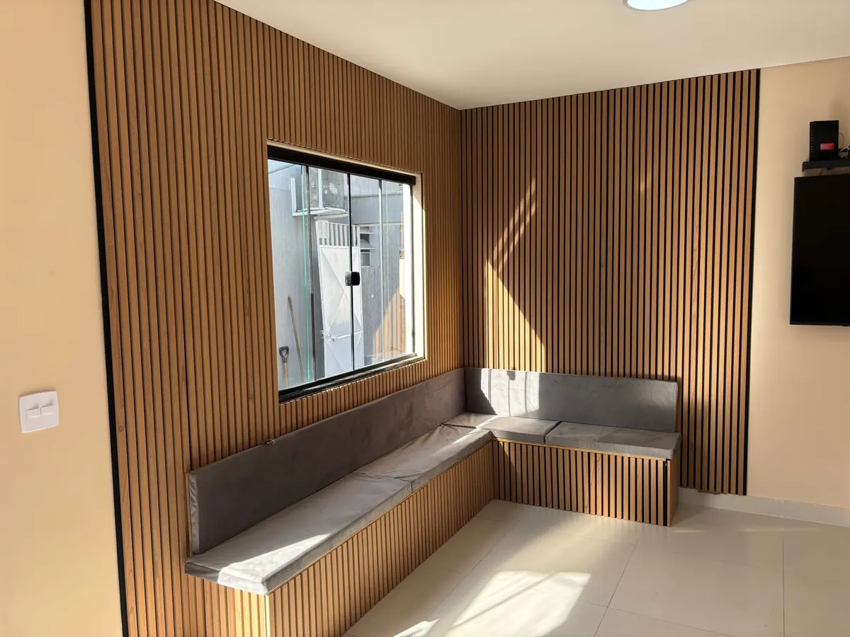 Walnut wall panel installation